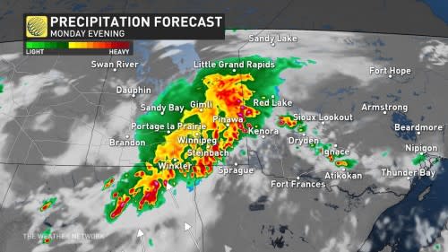 Manitoba and northwestern Ontario Monday evening precipitation and storm forecast Sept 15 2024