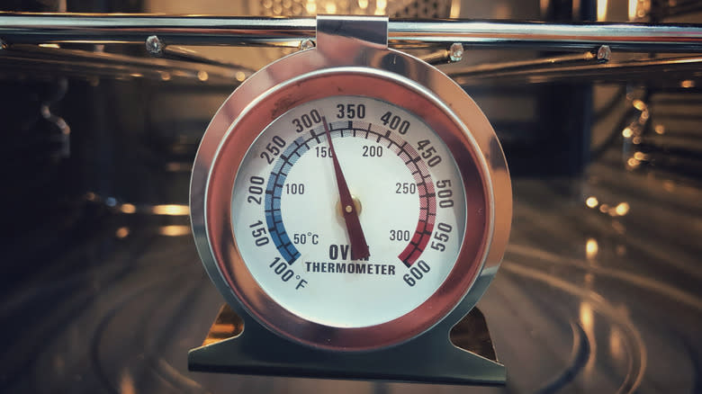 Thermometer in hot oven