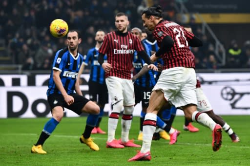 Zlatan Ibrahimovic nodded in Milan's second goal in the San Siro