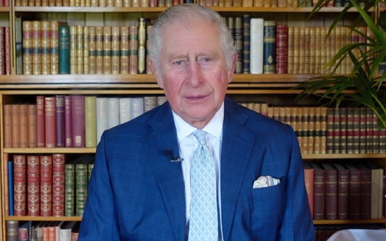 Prince Charles pictured at Clarence House before making his recording of the poem - Clarence House/PA