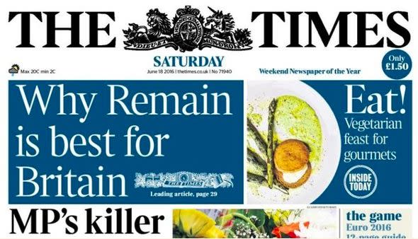 The Times - Vota por permanecer en la UE