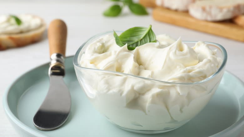 Cream cheese in bowl