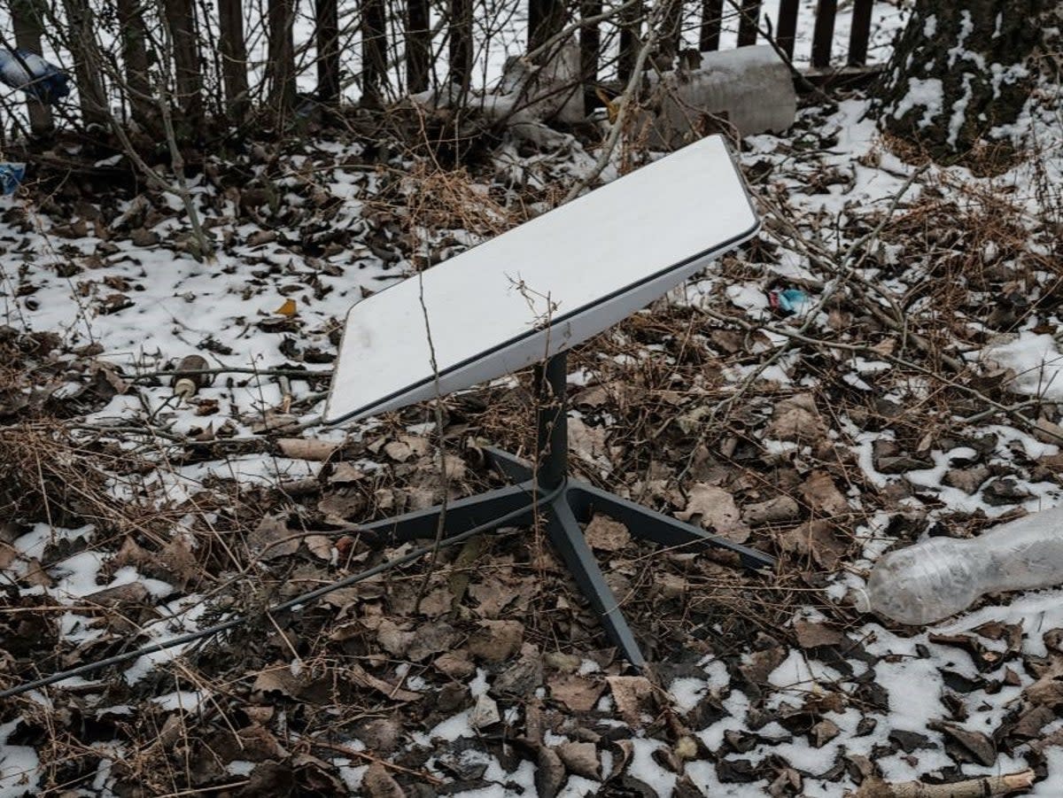 A Starlink satellite-based broadband system used by Ukrainian servicemen is seen in Bakhmut on 1 February, 2023, amid the Russian invasion of Ukraine (Getty Images)