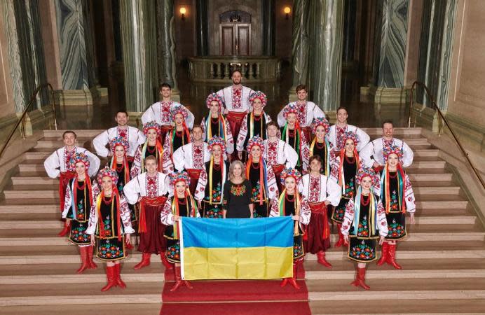 Performers with Regina's Poltava Ukrainian pavilion not only showcase their music and dance locally, but abroad, displaying pride in their Ukrainian heritage, and Natalia Koshelieva says she can see the impact that visibility has on displaced Ukrainians.