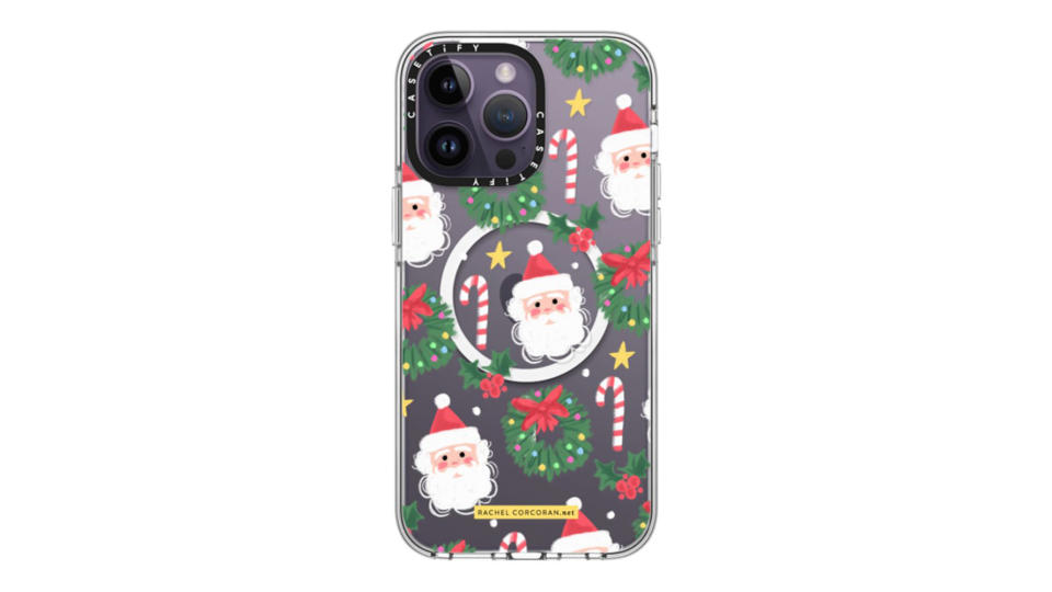 Christmas Santa Clause Holly Candy Cane Happy Holidays Pattern Rachillustrates Rachel Corcoran. (Photo: Casetify)