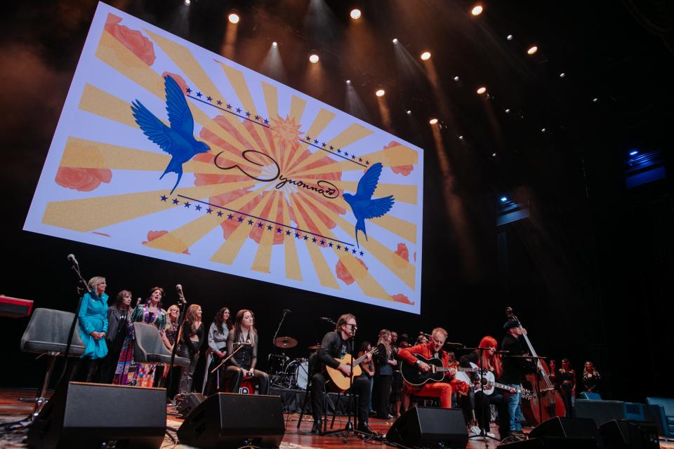 Vocalists join Wynonna Judd onstage to close Song Suffragettes 10th Anniversary event at Fisher Center at Belmont University, March 27, 2024