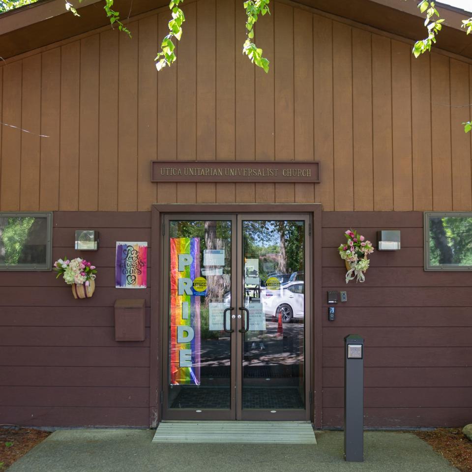 Religious leaders gathered at Utica Unitarian Universalist Church on Thursday, May 25, 2023 to call for County Executive Anthony Picente Jr. to reverse his position stating that Oneida County will not accept asylum seekers as New York City overflows with people in acute need of safety. 