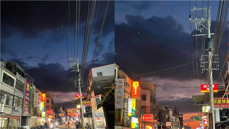 有網友在昨晚po出天空照片，與平時的雲彩有些不同。（圖／翻攝自路上觀察學院 臉書）