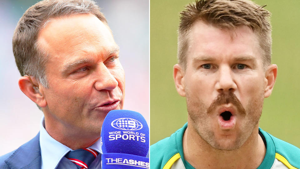 Seen here, Aussie cricket identities Michael Slater and David Warner.