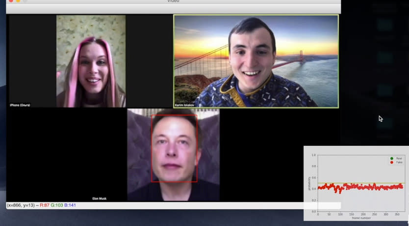 AI換臉技術已經可以騙過臉部辨識系統。圖中馬斯克並非本人，而是AI換臉技術。（Photo from網路截圖）