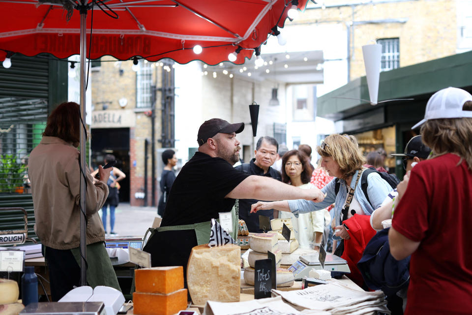 Inflation: People shop at Borough Market in London