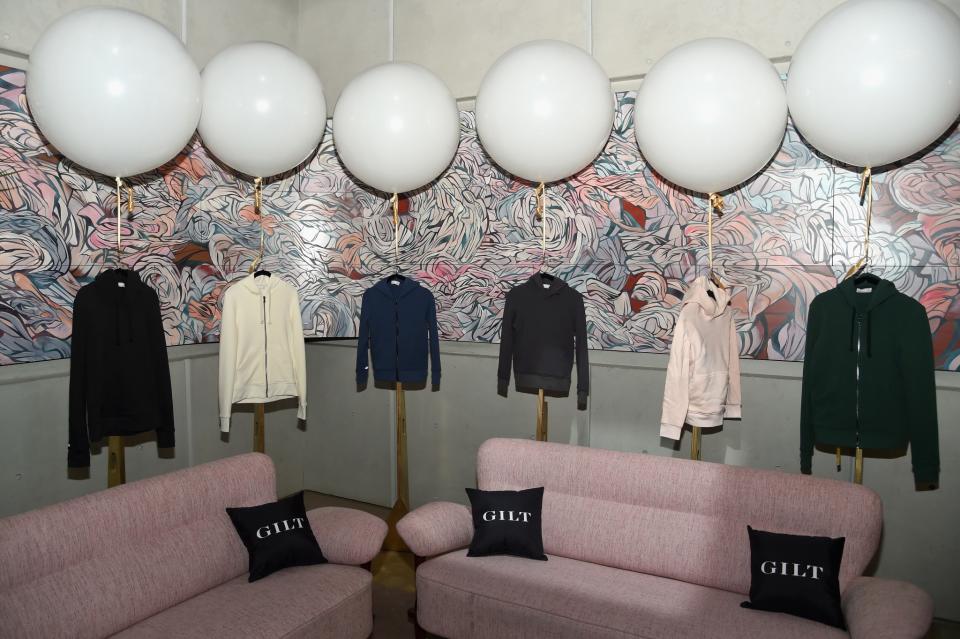 Hoodies on display at the launch party in New York City.