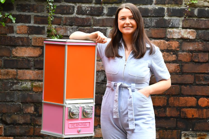 Becci Stephens with her vending machine