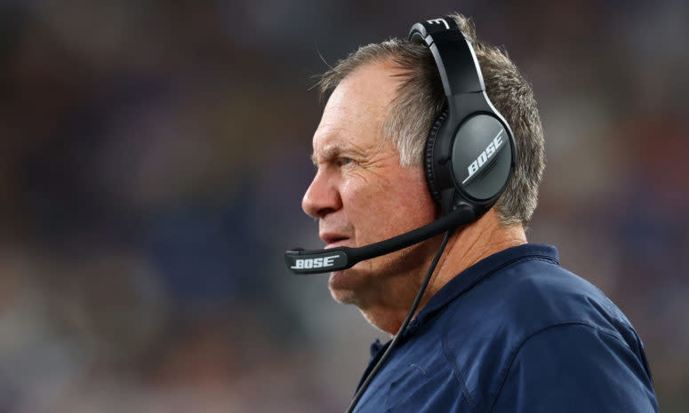 Patriots head coach Bill Belichick against the Giants.