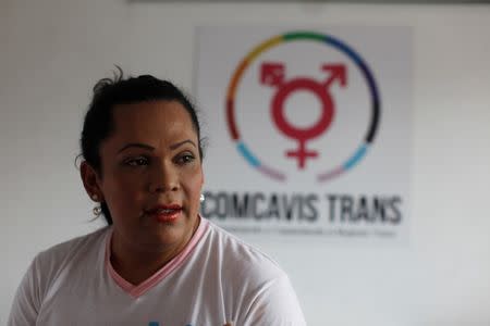 Karla Avelar, executive director of the Association for Communicating and Training Trans Women (COMCAVIS TRANS), pose for a picture at her office in San Salvador, El Salvador, May 12, 2017. REUTERS/Jose Cabezas