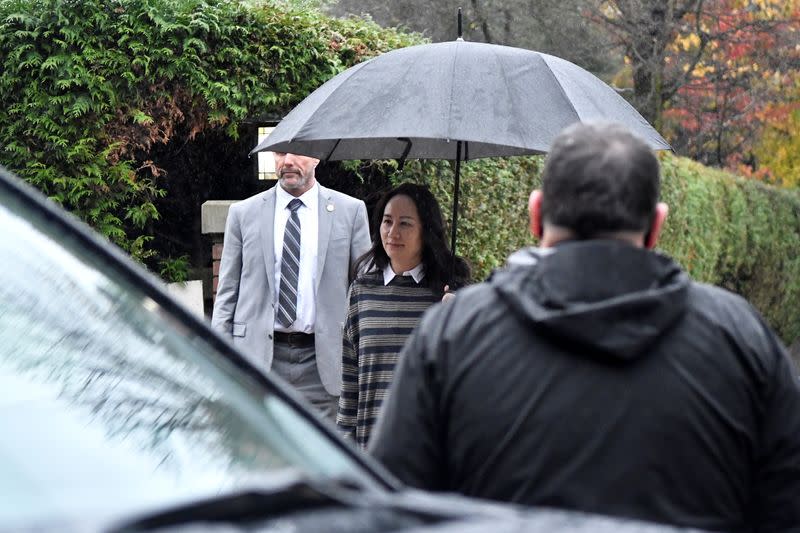 Huawei Technologies Chief Financial Officer Meng leaves her home to attend a court hearing in Vancouver