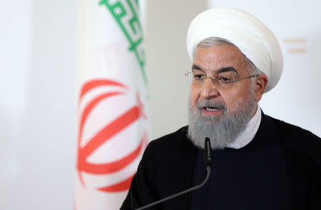 Iran's President Hassan Rouhani attends a news conference at the Chancellery in Vienna, Austria July 4, 2018. REUTERS/Lisi Niesner