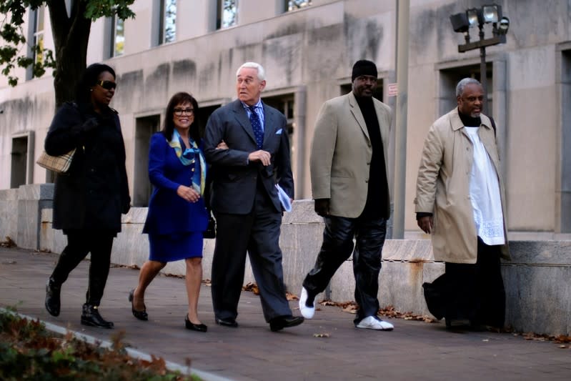 Roger Stone, former campaign adviser to U.S. President Donald Trump, and his wife Nydia Stone arrive for the continuation of his criminal trial on charges of lying to Congress, obstructing justice and witness tampering at U.S. District Court in Washington