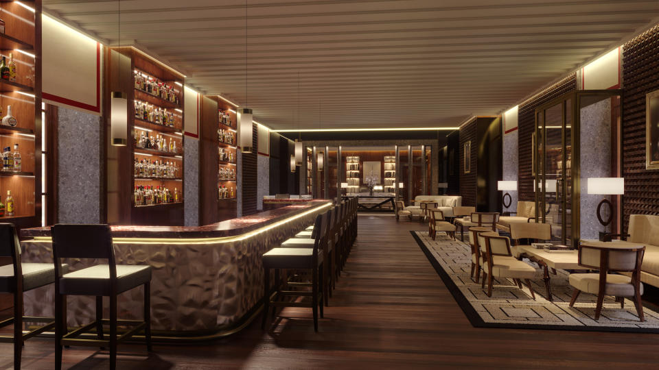 A render of the bar at the Portrait Milano hotel.