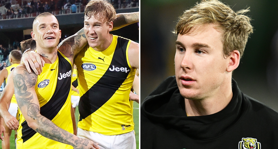 Tom Lynch with Dustin Martin left and Tom Lynch right