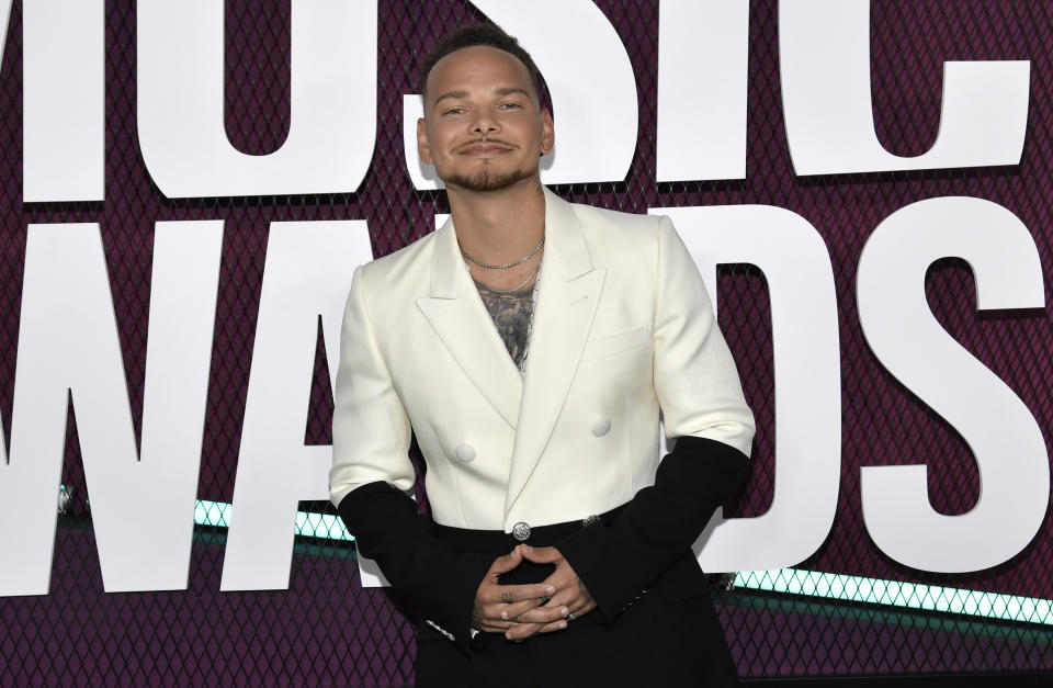 Kane Brown arrives at the CMT Music Awards on Sunday, April 2, 2023, at the Moody Center in Austin, Texas. (Photo by Evan Agostini/Invision/AP)