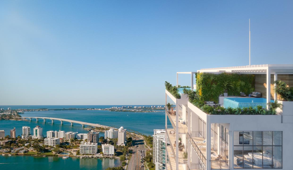 A rendering of Obsidian on Palm Avenue in downtown Sarasota. The rendering shows what views may look like from the top of what would be the tallest residential building in Sarasota.