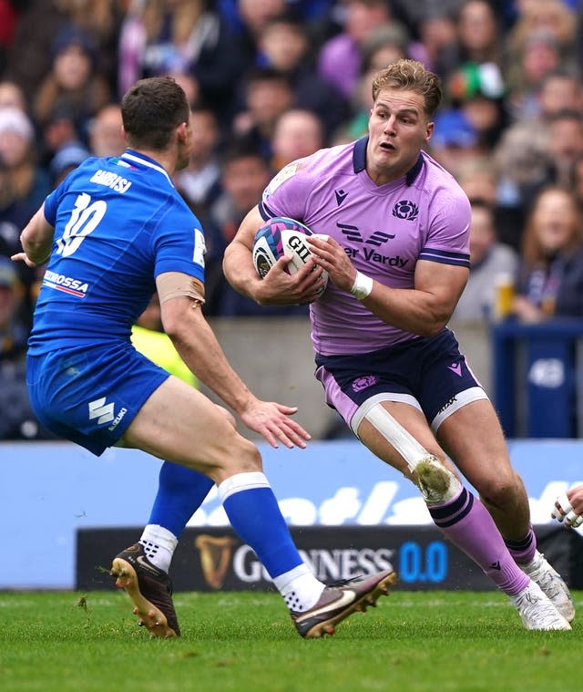 Scotland’s Duhan van der Merwe with the ball