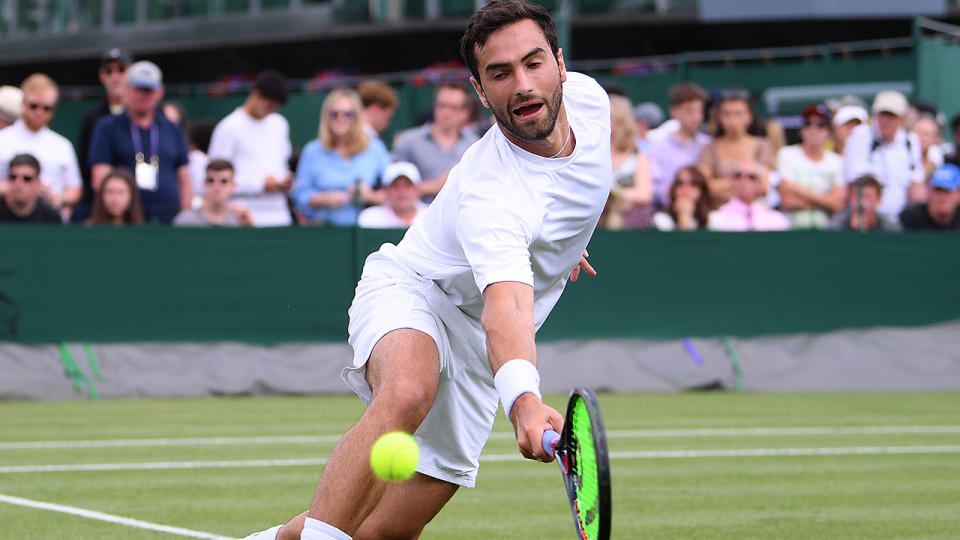 Noah Rubin, pictured here in action at Wimbledon in 2019.