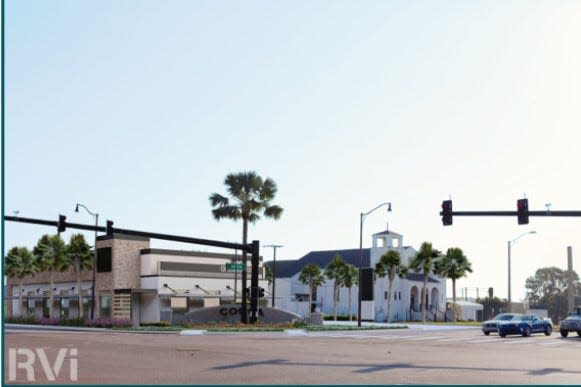 Renderings of the potential future vision for the intersection of State Road 520 and U.S. Highway 1 in Cocoa.