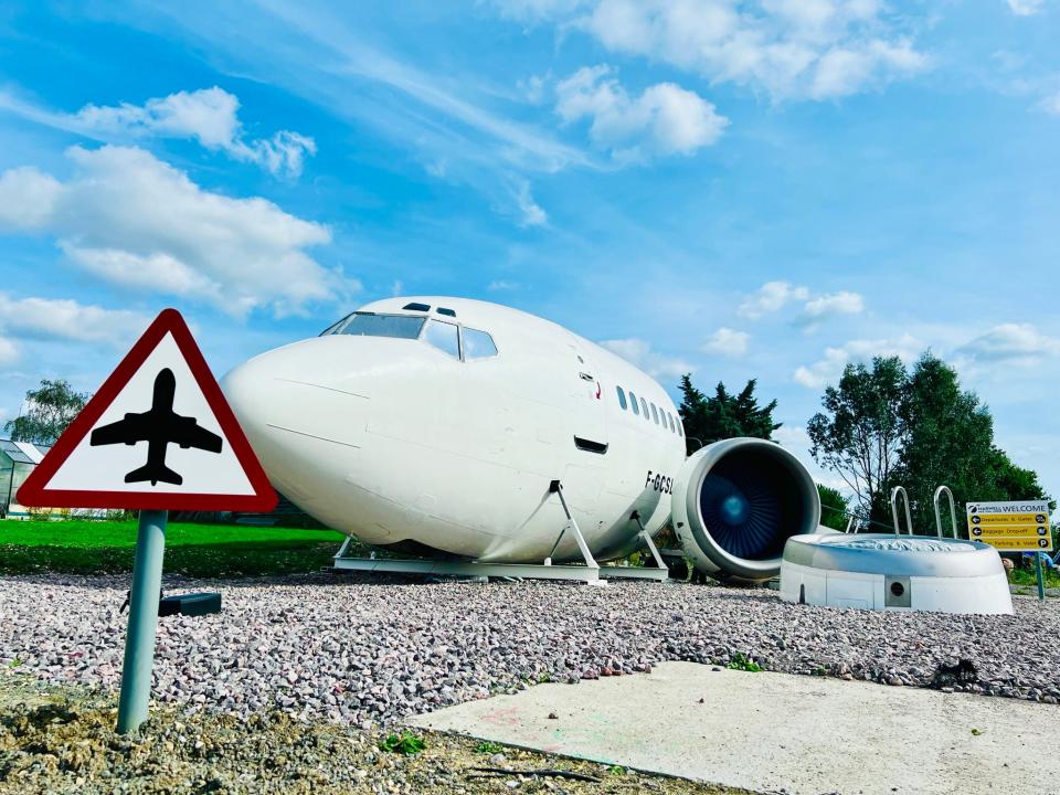 Plane and hot tub