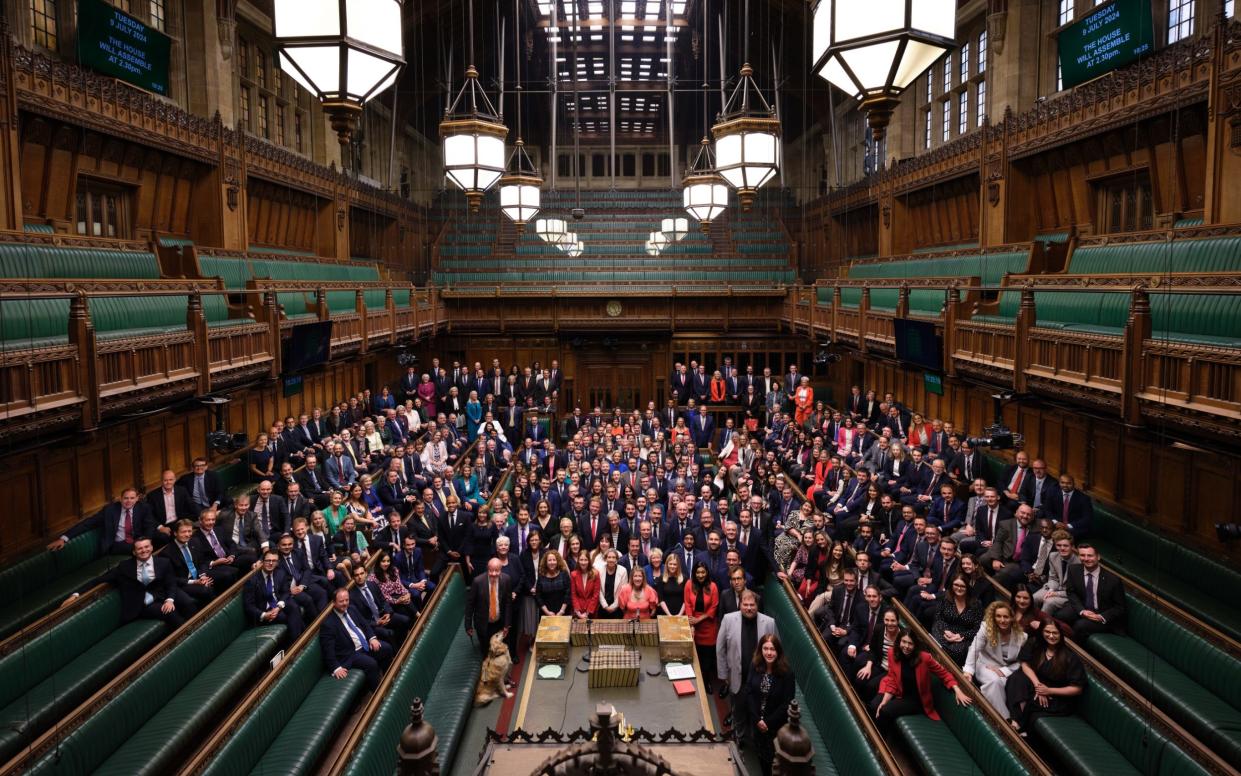 Newly elected MPs gathered for a photo in the Commons on Wednesday