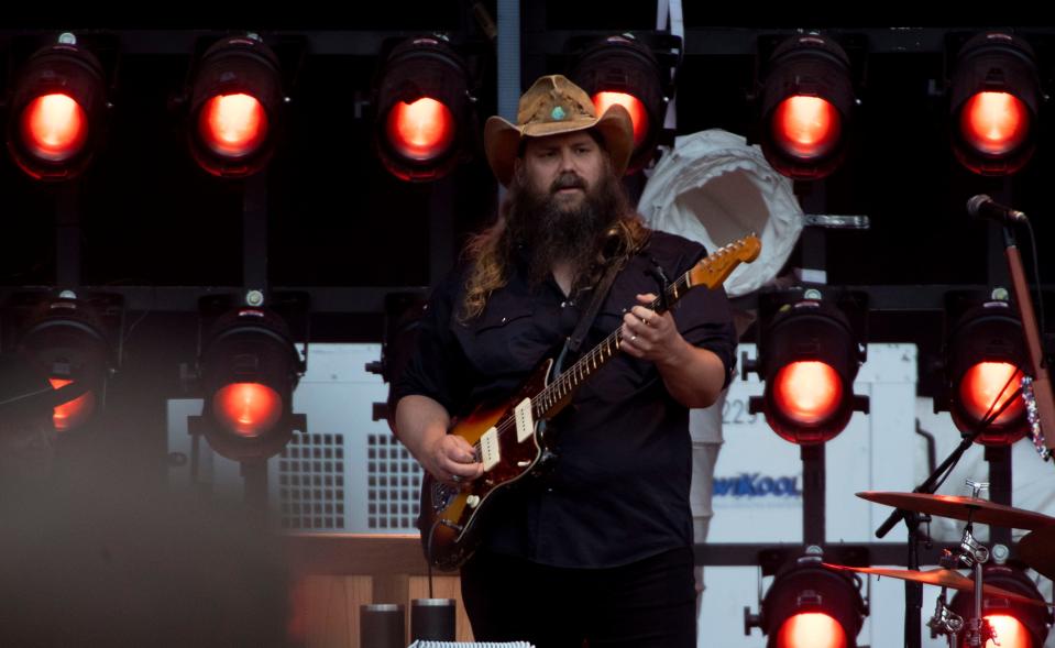 Chris Stapleton performs ahead of George Strait at Nissan Stadium in Nashville , Tenn., Friday, July 28, 2023.