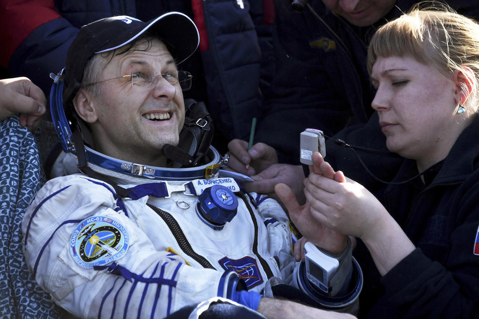 Cosmonaut Andrei Borisenko undergoes medical checks