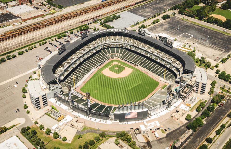 us cellular field stadium aerial view in chicago