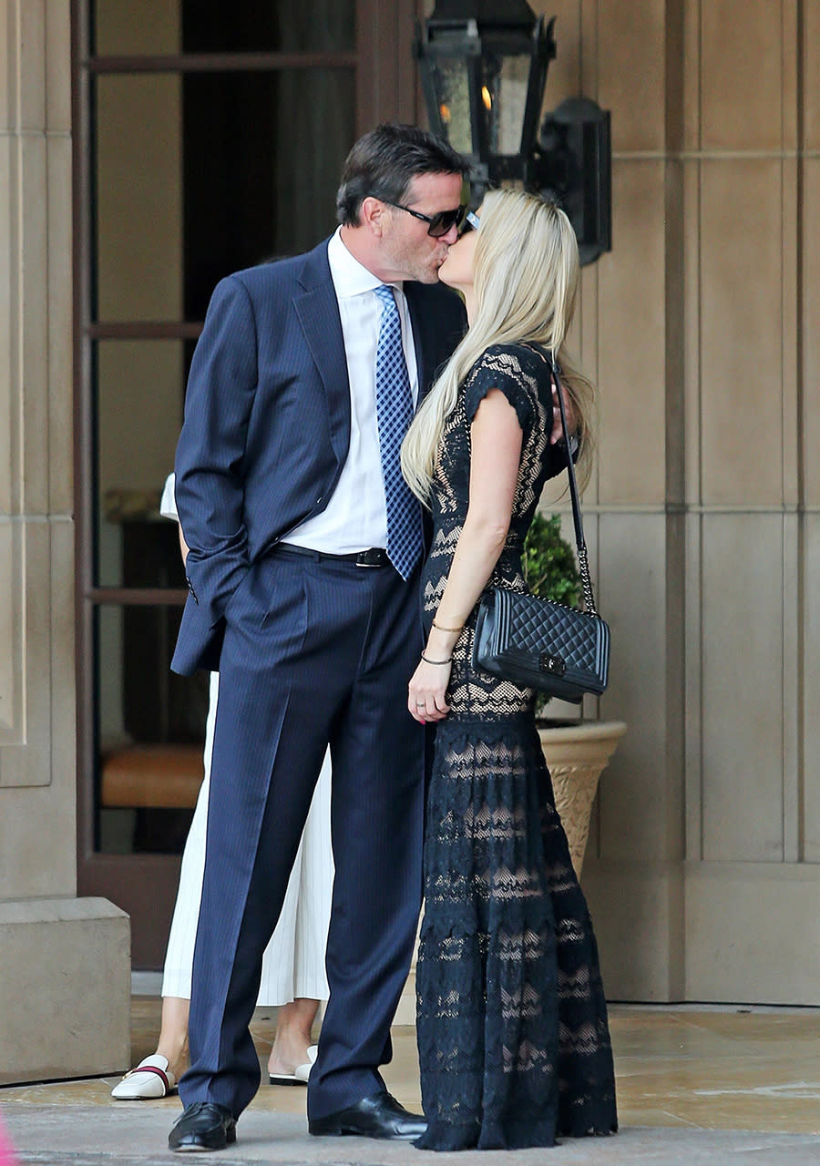 Beverly Hills, CA  - *EXCLUSIVE* Christina El Moussa celebrates her birthday with a kiss from boyfriend Doug Spedding at the Montage hotel in the 90210. The pair are dressed in their best for an afternoon at the luxury hotel as they wait for their ride.Pictured: Christina El Moussa, Doug SpeddingBACKGRID USA 9 JULY 2017 BYLINE MUST READ: Mr Plow / BACKGRIDUSA: +1 310 798 9111 / usasales@backgrid.comUK: +44 208 344 2007 / uksales@backgrid.com*UK Clients - Pictures Containing ChildrenPlease Pixelate Face Prior To Publication*