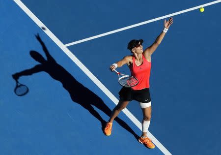 Tennis - Australian Open - Melbourne Park, Melbourne, Australia - 26/1/17 Croatia's Mirjana Lucic-Baroni serves during her Women's singles semi-final match against Serena Williams of the U.S. .REUTERS/Jason Reed