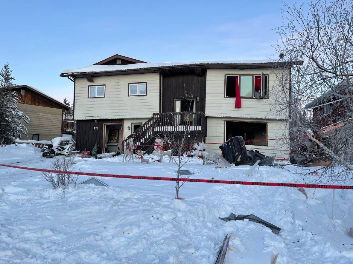 The office of the fire marshal confirmed that propane was responsible for both a household explosion in Yellowknife, pictured, and another explosion late last month in Hay River.   (Robert Holden/CBC - image credit)