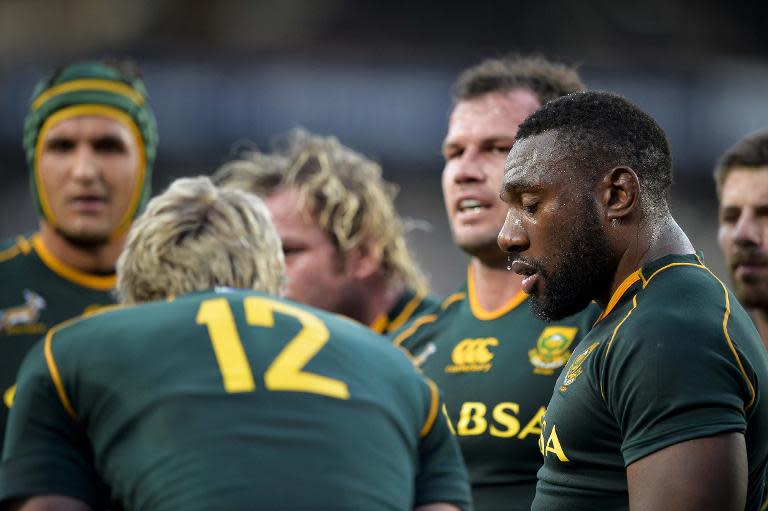 Tendai Mtawarira (R) has long been one of the few black players on the South African team but is injury prone