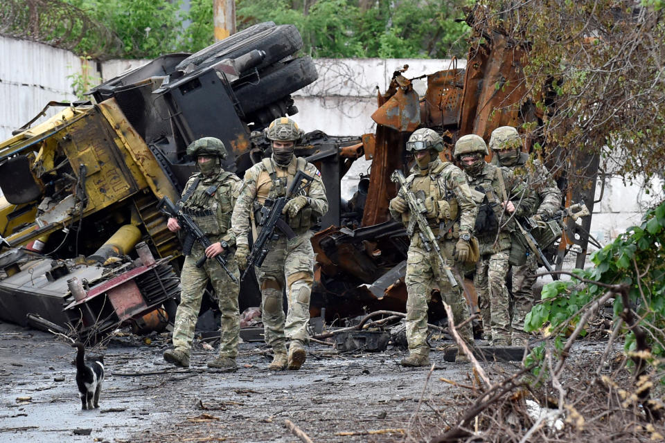 Image: Russian servicemen on patrol (Olga Maltseva / AFP via Getty Images file)