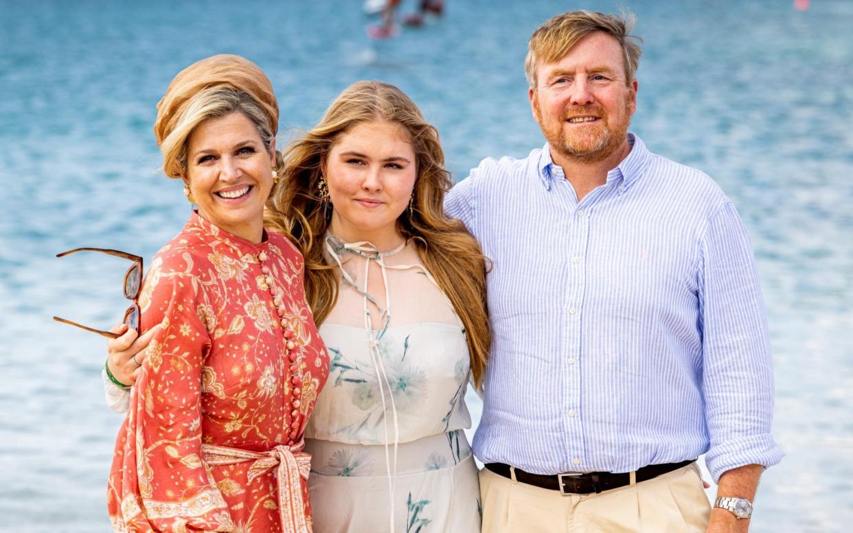 Left to right, Queen Maxima, Princess Amalia and King Willem-Alexander of The Netherlands