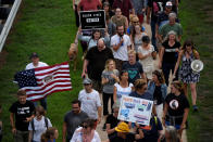 <p>Participants of “Charlottesville to D.C: The March to Confront White Supremacy” walk on Emmet Street N during a ten-day trek to the nation’s capital from Charlottesville, Va., Aug. 28, 2017. (Photo: Sait Serkan Gurbuz/Reuters) </p>