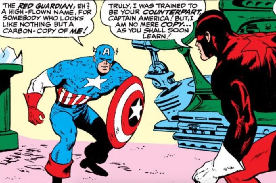 Captain American and Red Guardian in comic book form