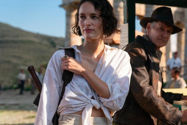 Phoebe Waller-Bridge and Harrison Ford in “Indiana Jones and the Dial of Destiny.” (Disney)