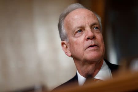 FILE PHOTO: U.S. Sen. Jerry Moran (R-KS) speaks during a U.S. Senate Committee on Environment and Public Works meeting on Capitol Hill in Washington, U.S. February 7, 2018. REUTERS/Eric Thayer/File Photo