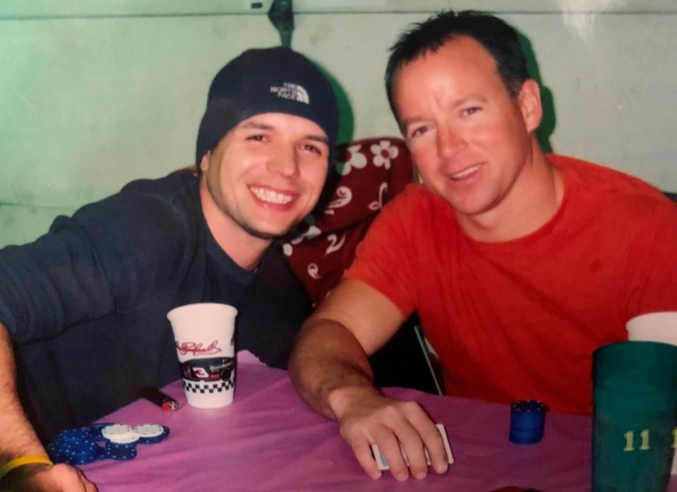 Brad Willis Jr. (left) with his fellow Peoria Speedway driver and close friend, Gary Cook Jr.