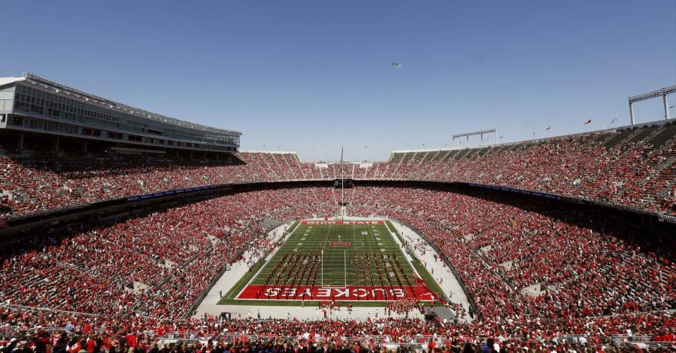 Over 100,000 fans set a national attendance record during the Spring Game at Ohio Stadium in Columbus on Saturday, April 16, 2016. (Barbara J. Perenic/The Columbus Dispatch)