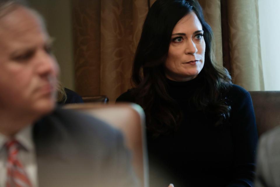 Then White House press secretary Stephanie Grisham during a Cabinet meeting at the White House, Oct. 21, 2019.