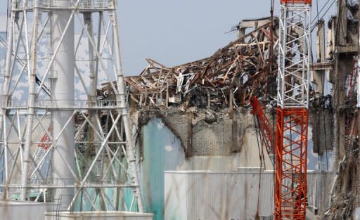 The No. 3 reactor building, pictured in May, at the stricken Fukushima nuclear power plant. Former prime minister Yukio Hatoyama joined an anti-nuclear march on Friday to the prime minister's official residence