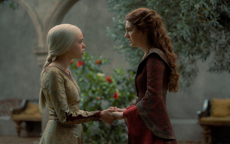 Milly Alcock as Princess Rhaenyra Targaryen and Emily Carey as Lady Alicent Hightower - HBO