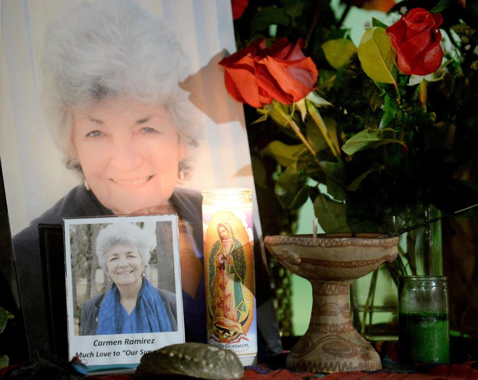 An altar was created for Supervisor Carmen Ramirez at a remembrance of her life at Plaza Park in downtown Oxnard on Saturday evening.